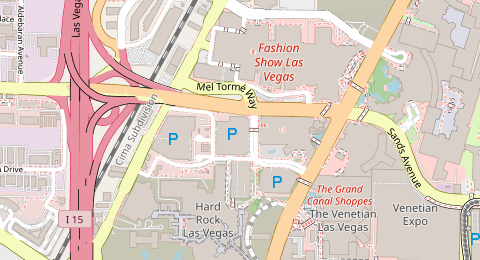 Map of a likely free parking spot near Treasure Island Self Parking, Las Vegas
