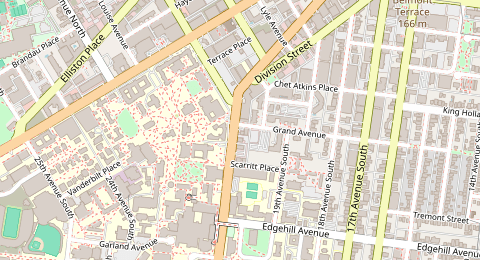 Map of a likely free parking spot near Grand Avenue, Nashville