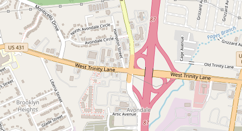 Map of a likely free parking spot near Hampton Street, Nashville