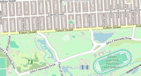 Map of a likely free parking spot near Fulton Trail, Sunset District, San Francisco