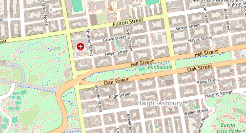 Map of a likely free parking spot near Fell Street, Panhandle, San Francisco
