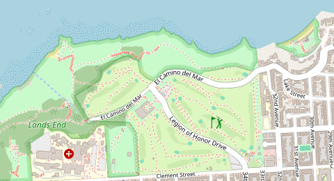 Map of a likely free parking spot near Legion of Honor Drive, San Francisco