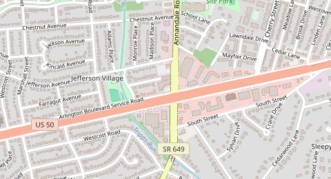 Map of a likely free parking spot near Arlington Boulevard Service Road, Jefferson Village, Washington DC
