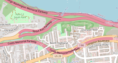 Map of a likely free parking spot near Palisades Trail, Courthouse, Washington DC