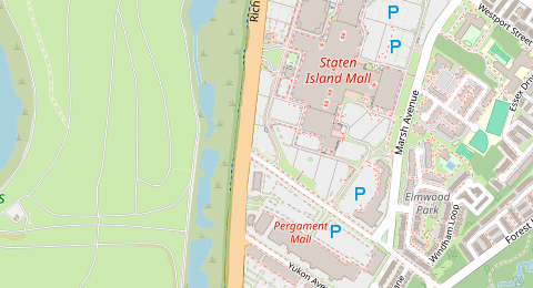 Map of a likely free parking spot near Platinum Avenue, Staten Island, New York