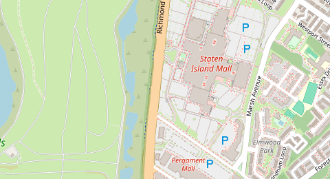 Map of a likely free parking spot near Ring Road, Staten Island, New York