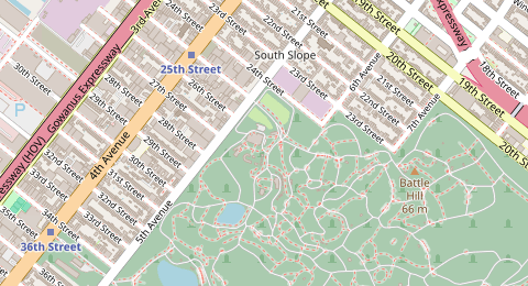 Map of a likely free parking spot near Landscape Avenue, Brooklyn, New York