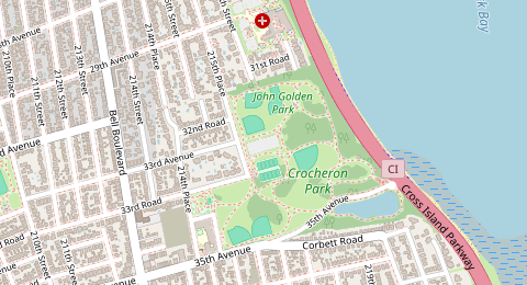 Map of a likely free parking spot near 215th Place, Queens, New York