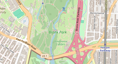 Map of a likely free parking spot near Stone Mill Road, The Bronx, New York