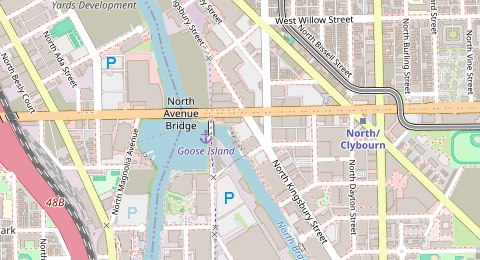 Map of a likely free parking spot near Riverwalk, Near North Side, Chicago