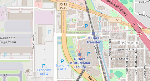 Map of a likely free parking spot near Kiss n Fly, Chicago