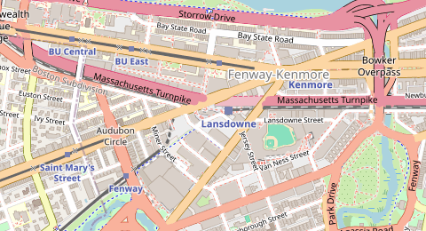 Map of a likely free parking spot near David Ortiz Drive, Fenway-Kenmore, Boston