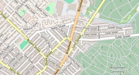Map of a likely free parking spot near Shute Street, Boston