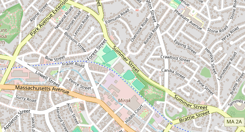 Map of a likely free parking spot near Summer Street 422, Boston