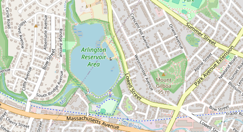 Map of a likely free parking spot near Reservoir Path, Boston