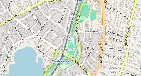 Map of a likely free parking spot near Tri-Community Greenway, Boston