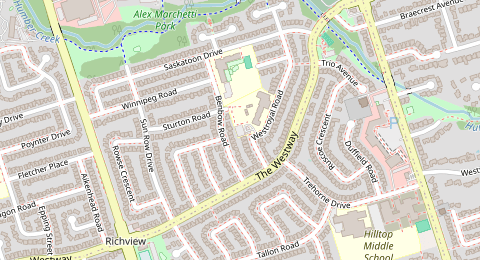 Map of a likely free parking spot near Westroyal Road, Etobicoke, Toronto