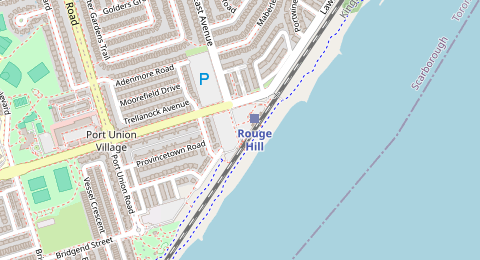 Map of a likely free parking spot near East Avenue, Scarborough, Toronto
