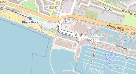 Map of a likely free parking spot near Brighton Marina Multi Storey Car Park, Brighton