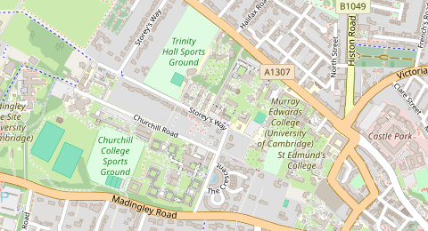 Map of a likely free parking spot near Fitzwilliam College Parking, Cambridge