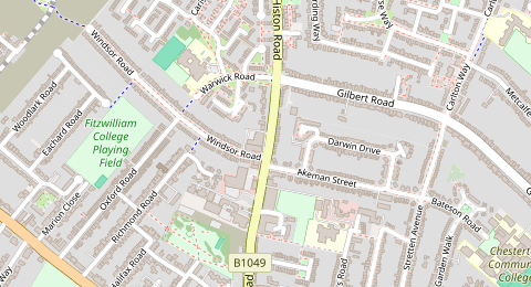 Map of a likely free parking spot near Histon Road, Eddington, Cambridge