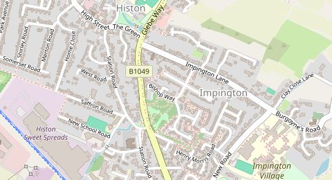 Map of a likely free parking spot near Bishops Road, Cambridge