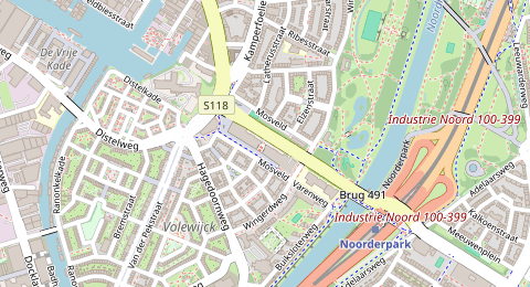 Map of a likely free parking spot near Winkelcentrum Mosveld, Amsterdam