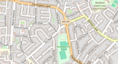 Map of a likely free parking spot near Firs Road, Ashton upon Mersey, Manchester