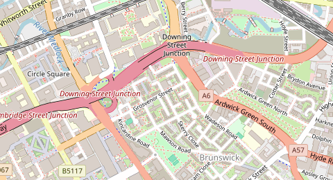 Map of a likely free parking spot near Grosvenor Street, Chorlton-on-Medlock, Manchester