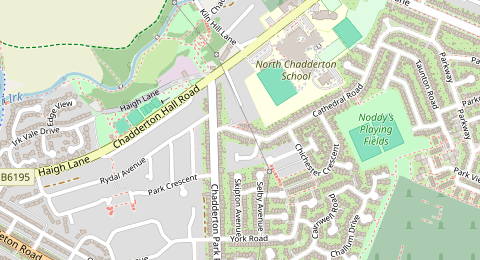 Map of a likely free parking spot near Cathedral Road, Chadderton Fold, Manchester