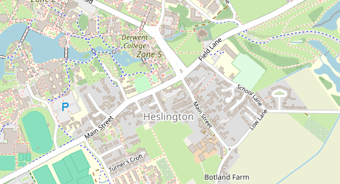 Map of a likely free parking spot near Car Park 5.1 (Stables), York