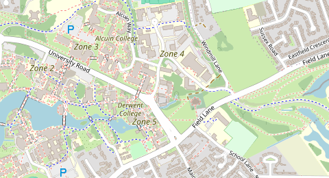 Map of a likely free parking spot near Car Park 4.5 (A), York