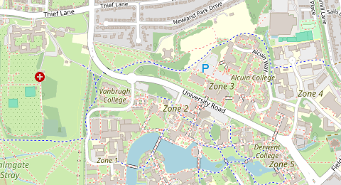 Map of a likely free parking spot near Car Park 2.2 (C), York