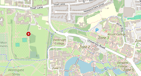 Map of a likely free parking spot near Car Park 2.1 (D), York