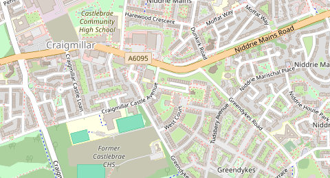 Map of a likely free parking spot near Queen's Walk, Bingham, Edinburgh