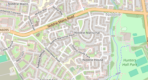 Map of a likely free parking spot near Niddrie Marischal Drive, Niddrie, Edinburgh