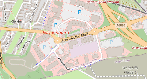 Map of a likely free parking spot near Newcraighall Road, Niddrie, Edinburgh