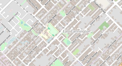Map of a likely free parking spot near Gerard Street, East Cannington, Perth