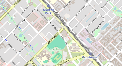 Map of a likely free parking spot near Lake Street, Cannington, Perth