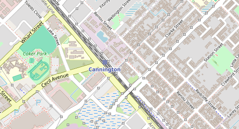 Map of a likely free parking spot near Gibbs Street, East Cannington, Perth