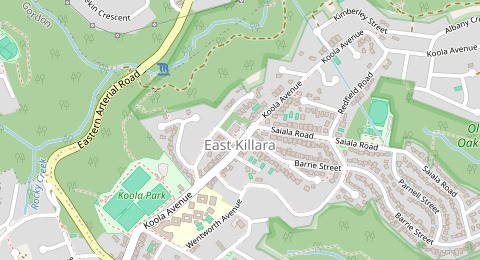 Map of a likely free parking spot near Koola Avenue, East Killara, Sydney