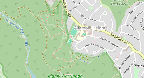 Map of a likely free parking spot near Roosevelt Avenue, Allambie Heights, Sydney