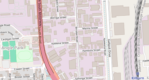Map of a likely free parking spot near Kateena Street, Regency Park, Adelaide