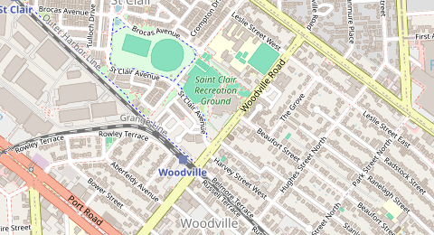 Map of a likely free parking spot near Woodville Road, St Clair, Adelaide