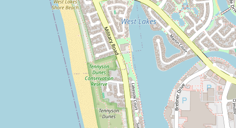Map of a likely free parking spot near Tennyson Car Park North, Adelaide